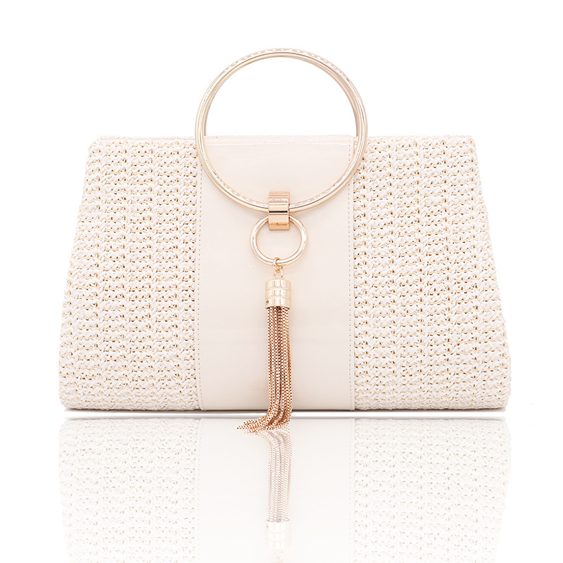 Elegante Abendtasche Aus Geflochtenem Stroh Für Damen_voghion.com
