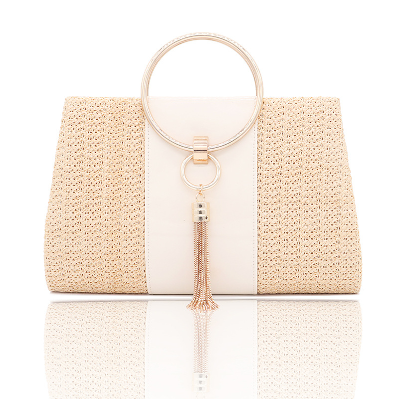 Elegante Abendtasche Aus Geflochtenem Stroh Für Damen_voghion.com