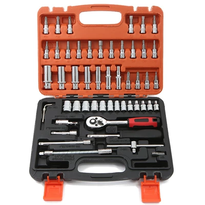 53-piece set tool 1/4 small flying Rod ratchet quick wrench socket auto repair machine repair set tool box