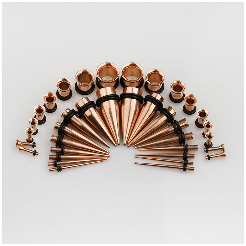 Acero inoxidable solo tirón aurícula afilada cono combinación color afilado cono aurícula oído expansión traje cuerpo piercing joyería al por mayor