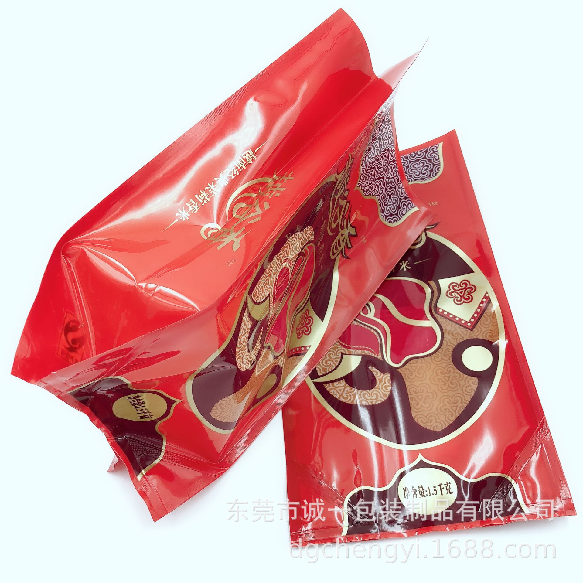 厂家定 制塑料四边封手提杂粮袋1.5KG米砖真空包装袋PA复合米砖袋