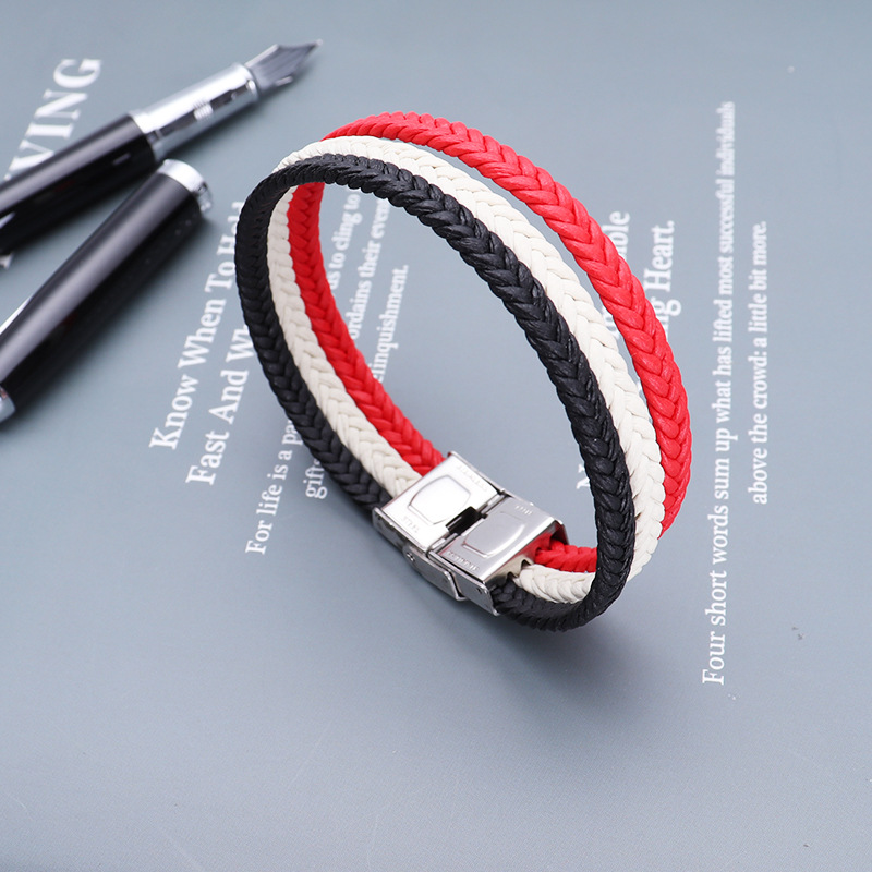ethnic fashionable red rope bracelet stainless steel