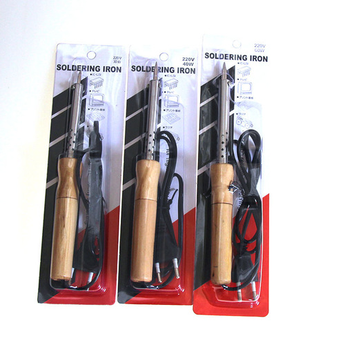 220v European standard round plug 30W40W60W80W100W pointed wooden handle electric soldering iron cross-border export soldering iron