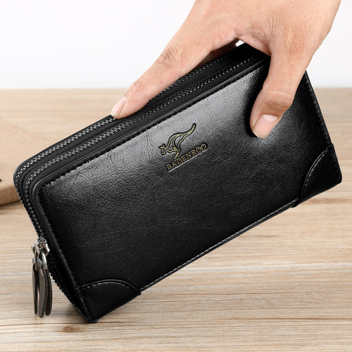 Men's Handbags New Handbags Men's Clutch Double Zipper Men's Handbag Clutch Bag Leather Bag Wallet Cross-border