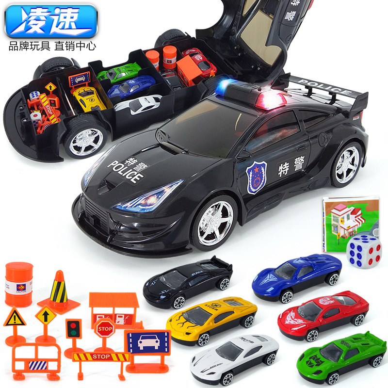 Cross-Border Storage Simulation Police Car Sound and Light Model with Metal Toy Car Roadblock Map Set 61 Children's Gift Cross-Border Storage Simulation Police Car Sound and Light Model with Metal Toy Car Roadblock Map Set 61 Children's Gift