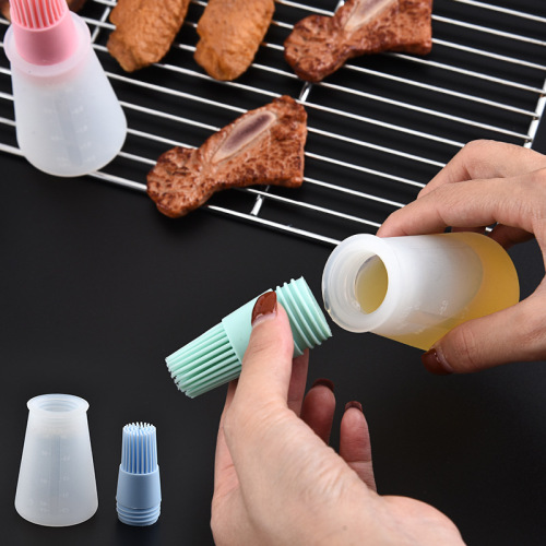 Seasoning sauce brush with scale oil brush bottle silicone barbecue oil brush bottle kitchen utensil gadget barbecue seasoning brush