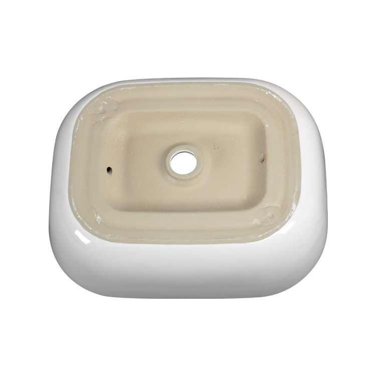 Lavabo Hengying, lavabo artístico de cerámica blanca, cuadrado con esquinas redondeadas, estilo nórdico simple y elegante, fabricante, para apartamentos pequeños