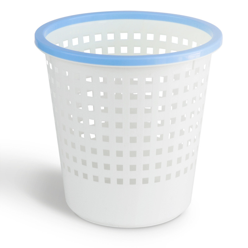 Deli 9554 Two-color Round Plastic Trash Diameter 28cm Cleaning Trash Bin Household Office Trash Bin