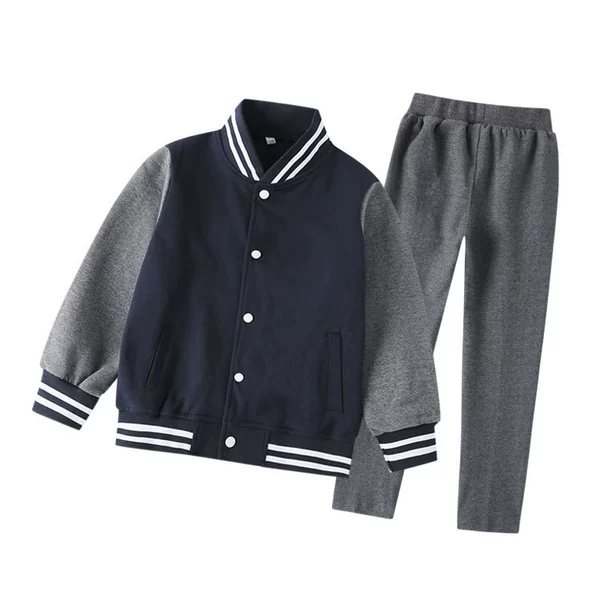 805#[Navy + Dark Gray Trousers] Two-piece Set