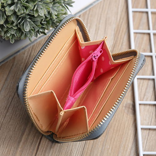 韩版新款手拿包创意迷你车缝线包卡包女士短款钱夹硬币钱包