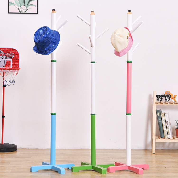 兒童衣帽架落地 實木壁挂衣服架 門廳創意衣帽架鉛筆兒童衣帽架