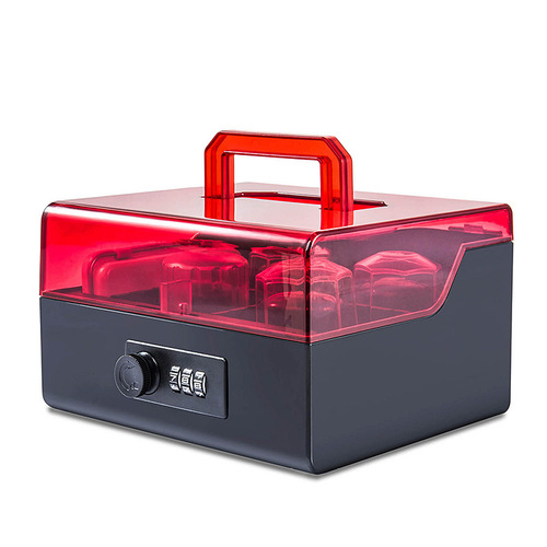Jinlongxing seal box five-compartment transparent plastic official seal storage box password lock multi-functional official seal private seal seal box