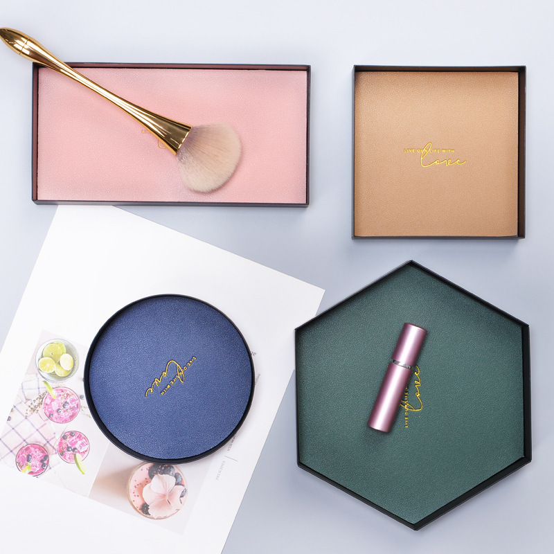 Morandi color leather iron storage tray hallway key sundries Nordic cosmetics storage box storage tray