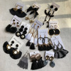 Universal earrings, black accessory with tassels, European style, Korean style, wholesale