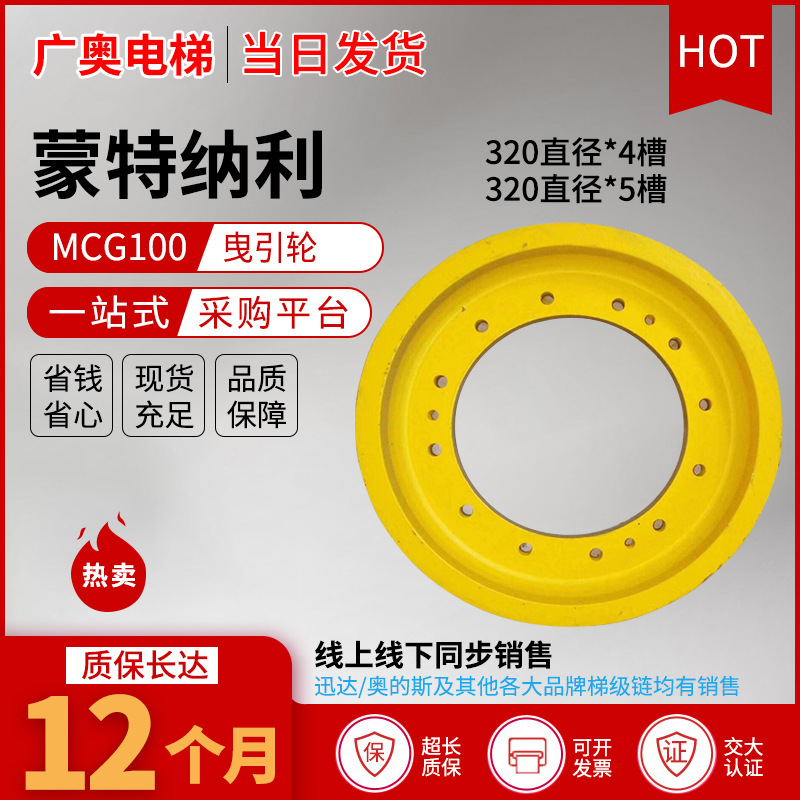 蒙特纳利电梯曳引机MCG100原厂全新曳引轮制动器抱闸臂闸瓦等配件