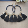 Universal earrings, black accessory with tassels, European style, Korean style, wholesale