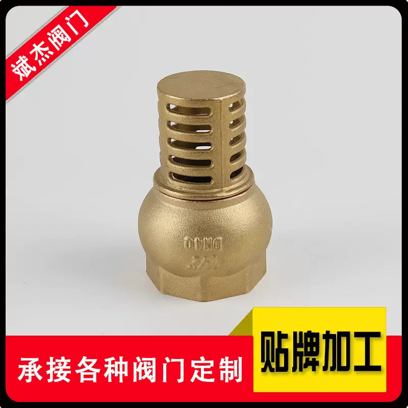 厂家直供水泵逆止底阀 工程单向水泵过滤黄铜底阀 黄铜立式止回阀