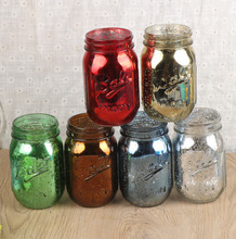 厂家销售 电镀梅森瓶 电镀腐蚀玻璃罐 彩色玻璃罐 创意彩色玻璃罐