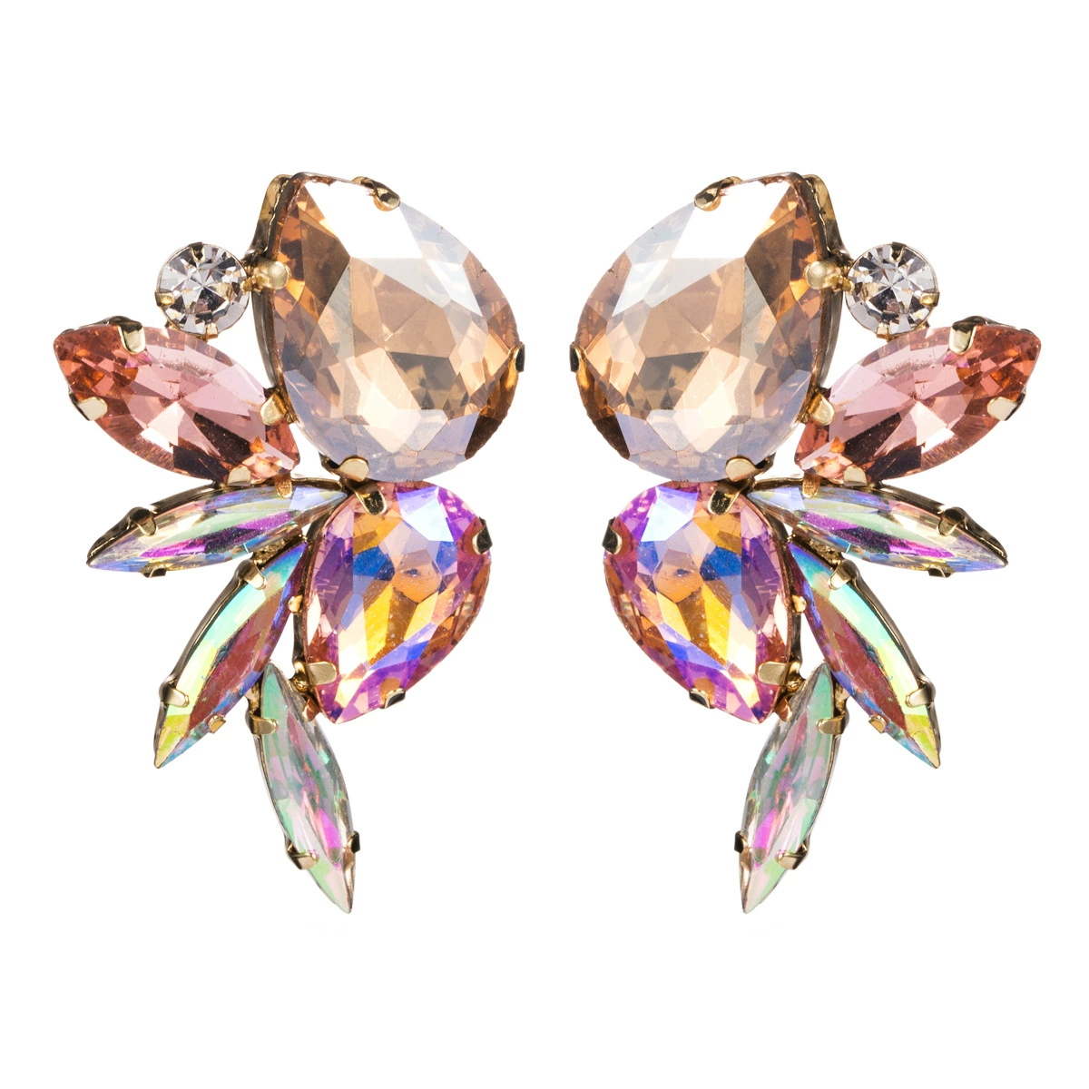 Fashionable glass trend earrings, European style, internet celebrity, diamond encrusted