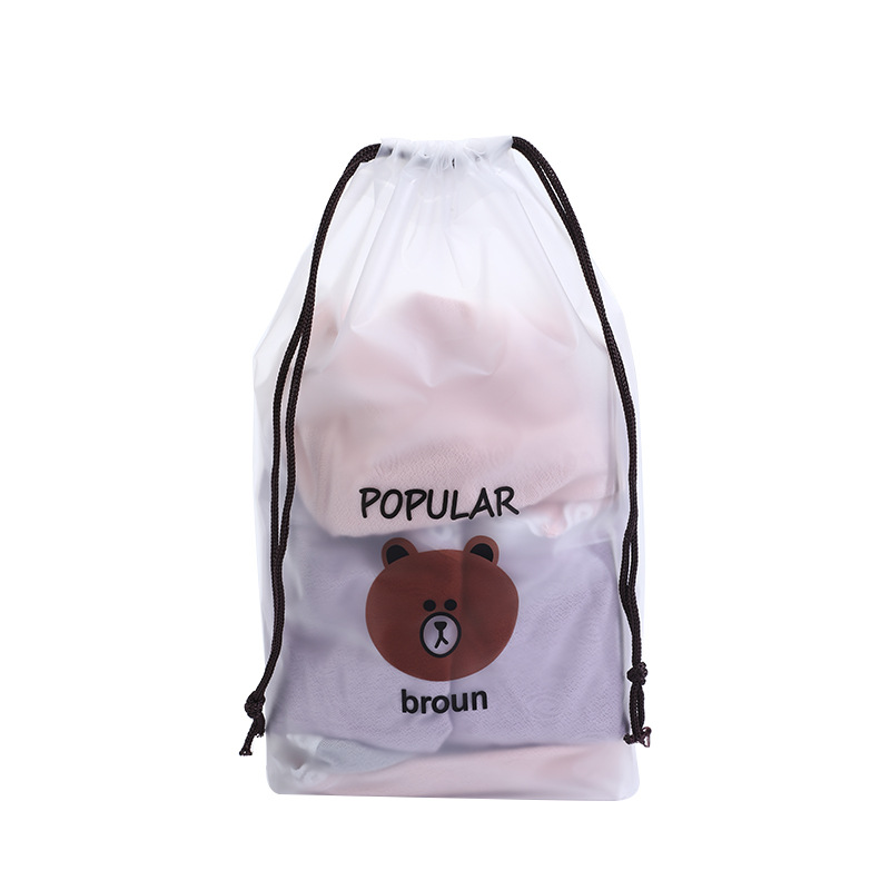 PEVA helado de dibujos animados leche de oso té bolsa de cordón toalla bolsa de almacenamiento polainas calcetines bolsa de cordón