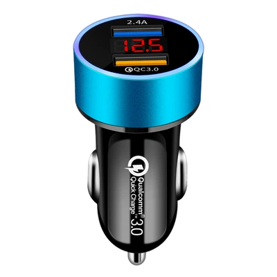 New aluminum ring 5V3.1A Mobil şarj cihazları - double-path-fast-charging-qc30-24a-sapphire-blue