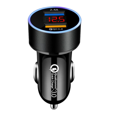 Mobil şarj cihazları — display car charger manufacturers - double-road-fast-charge-qc30-24a-elegant-black