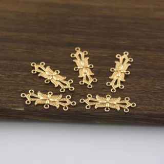 古风DIY饰品配件 铸铜蝴蝶结流苏小挂件小吊坠 发簪材料30*11MM