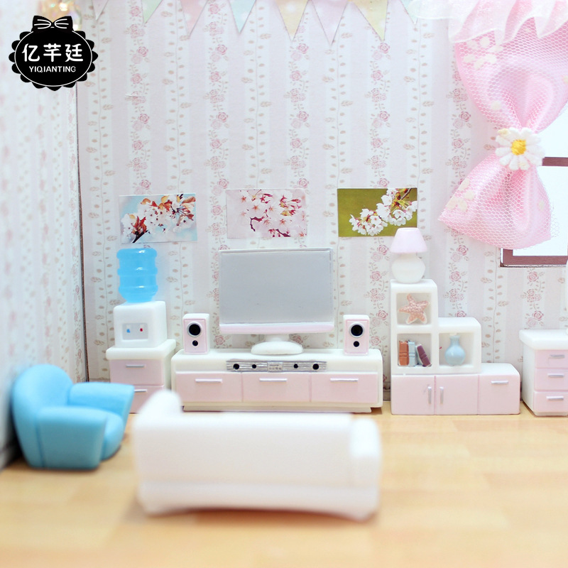Miniature 3d simulation scene doll house mini kitchen bathroom decoration sofa water dispenser bathtub toilet model