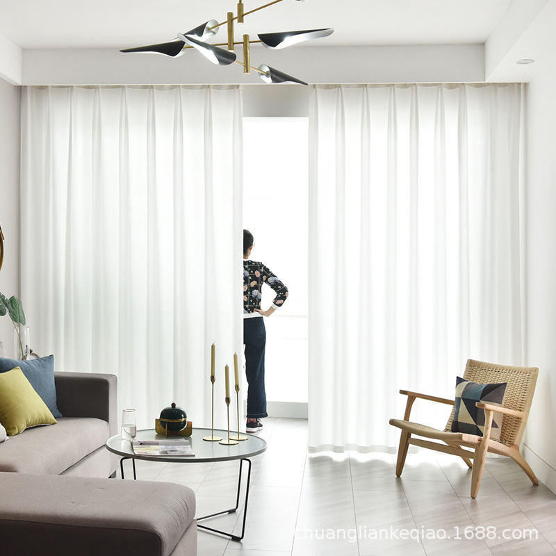 Thickened White Transparent transparent Tencel suede yarn curtain balcony Yarn fabric hazy window screen factory direct special price