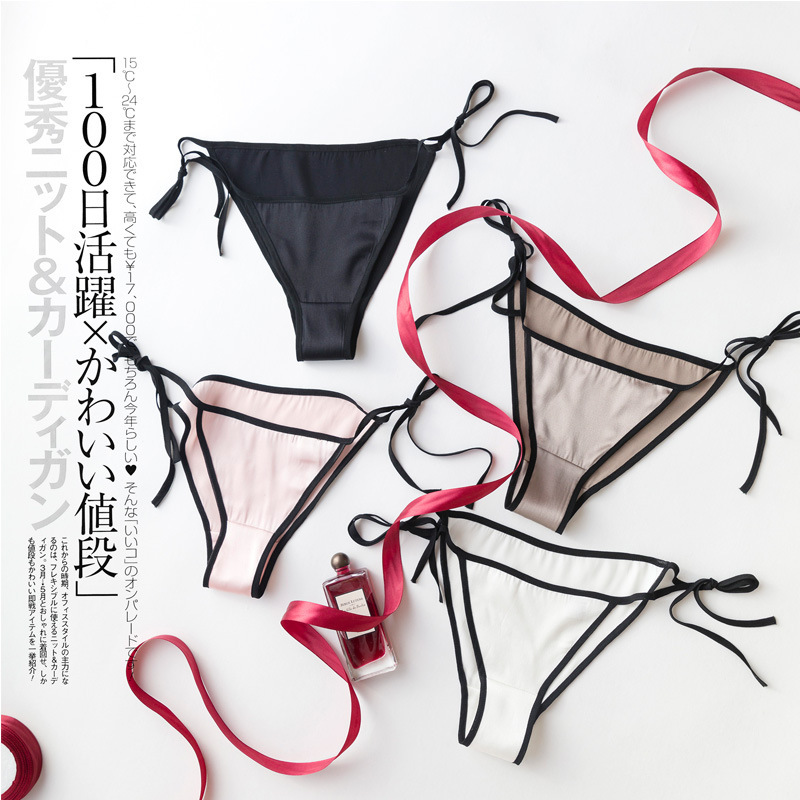 Tangge Silk Underwear Women's Temptation Mulberry Silk Adult Sexy Thong Head Lace-up Low Waist Triangle Shorts Tangge Silk Underwear Women's Temptation Mulberry Silk Adult Sexy Thong Head Lace-up Low Waist Triangle Shorts