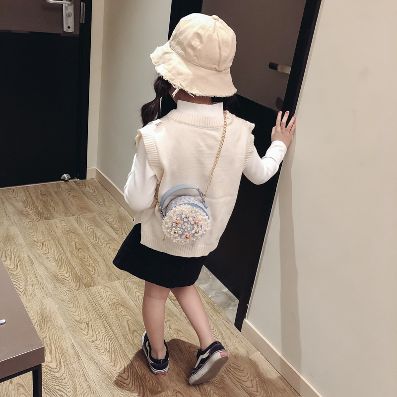 Bolso de los niños de las nuevas mujeres de moda Mini pequeño bolso redondo bolso de La Flor de moda pequeño bolso estilo coreano hombro crossbody Accesorios