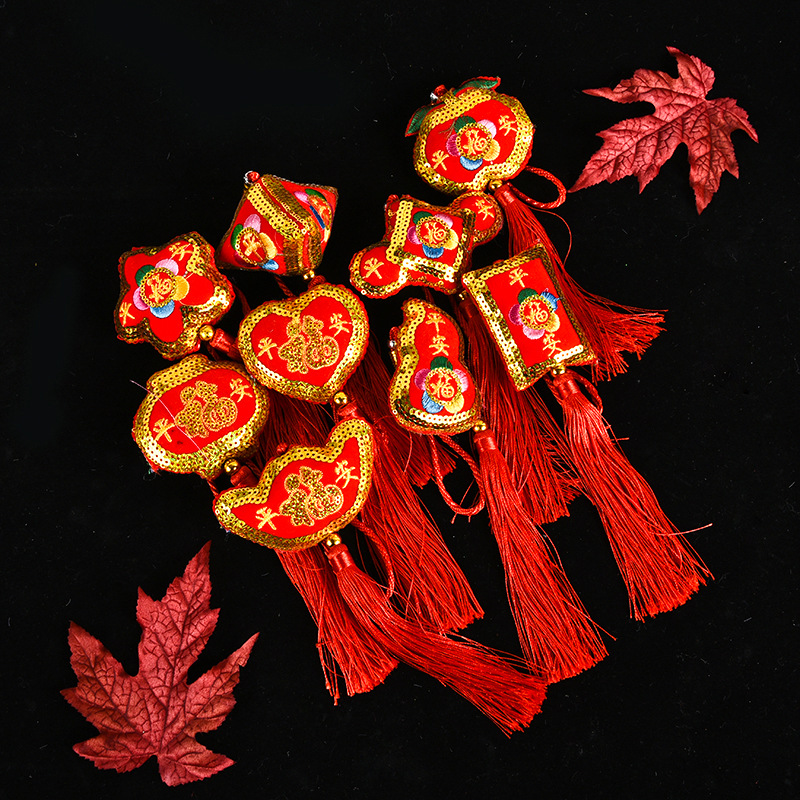 Creativo Año Nuevo pequeño regalo Festival de Primavera Palabra afortunada bolsita cadena Nudo chino lingote pequeña linterna Artículos de Año Nuevo colgante Lucky bag bolsita image 3