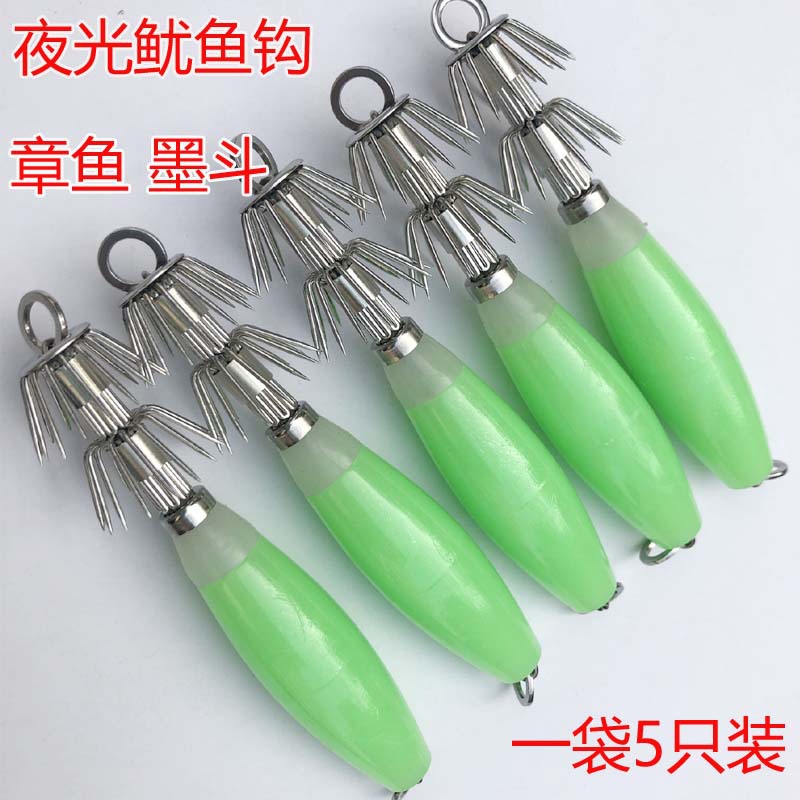 Squid hook octopus hook luminous ink bucket fish hook special fish hook octopus hook wooden shrimp hook fishing supplies