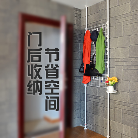 Ceiling-supporting and ground-standing style clothes hanger, no drilling required, home entryway hanging clothes rack, multi-layer entrance hall storage rack, back-of-door clothing and hat storage