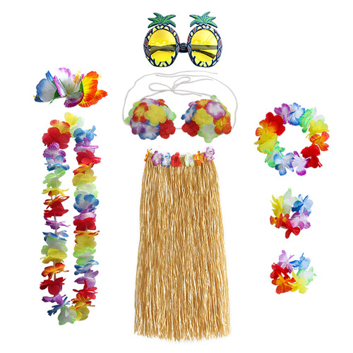 Kai Feng Party Hawaiian Hula Garland Bra Hairpin Pineapple Glasses Holiday Party Beach Dress Up Props