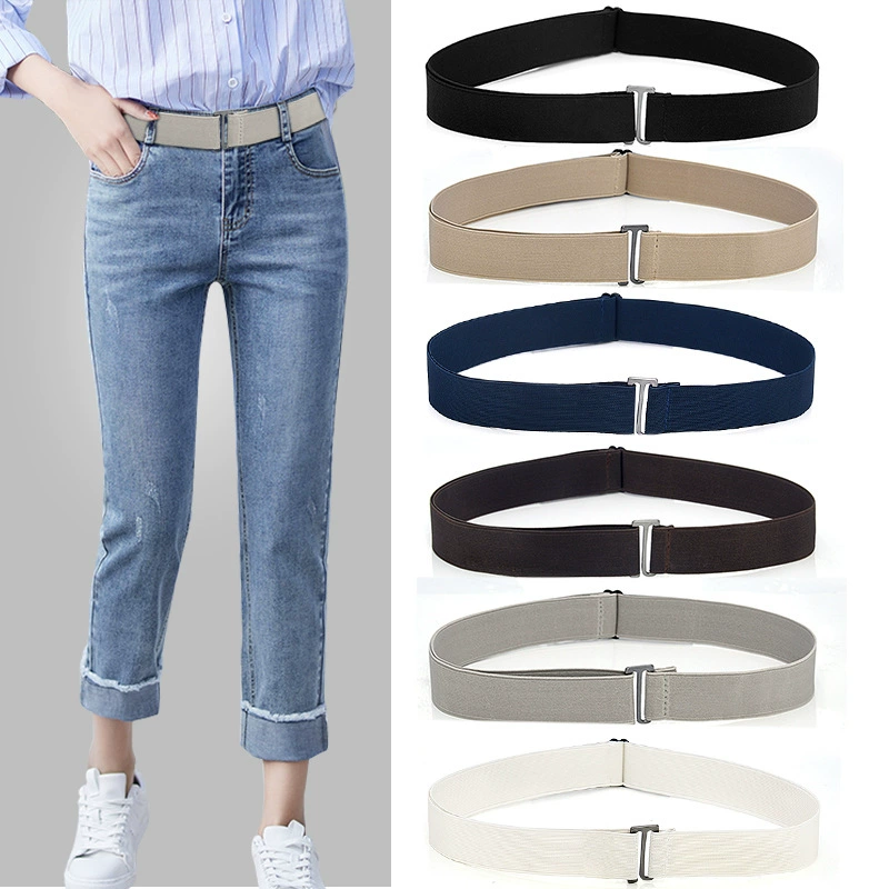 Эластичный невидимый ремень, джинсы, Slim fit, простой и элегантный дизайн