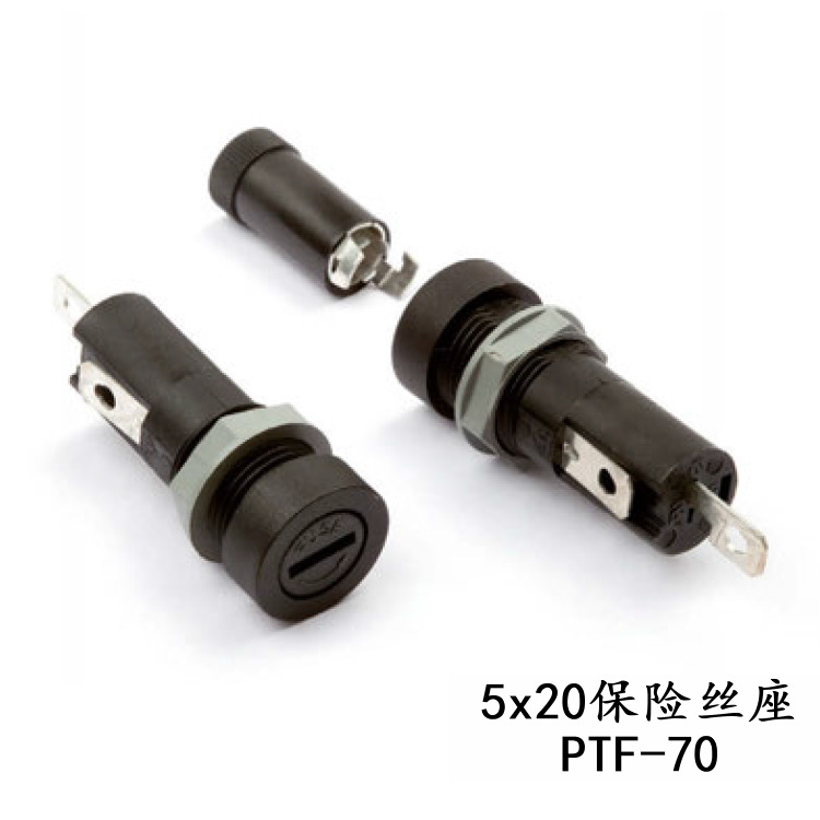 PTF-70/PTF70一字螺母10A/250V面板式5x20保险丝座保险管保险盒
