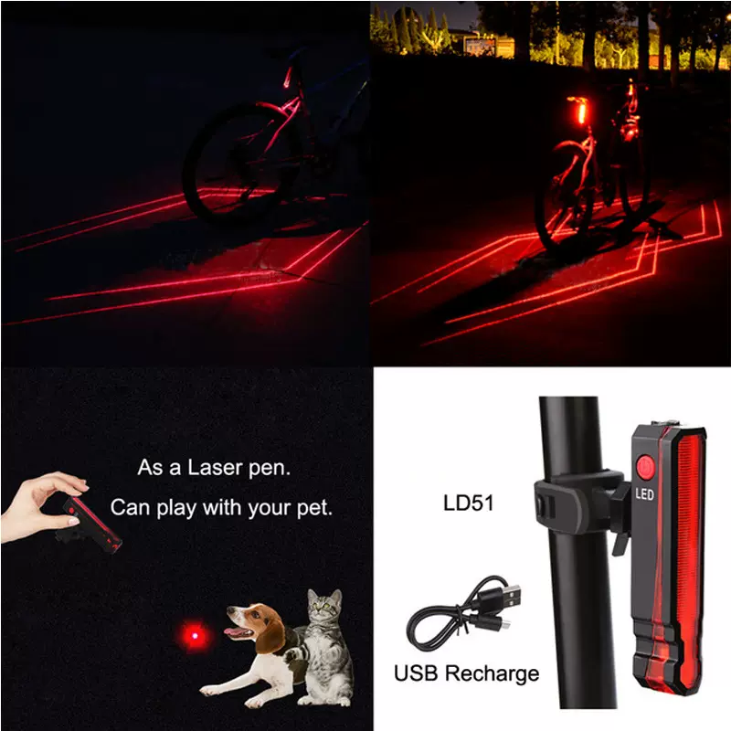 自行车激光尾灯山地车蜘蛛侠USB充电爆闪烁死飞夜间单车骑行装备