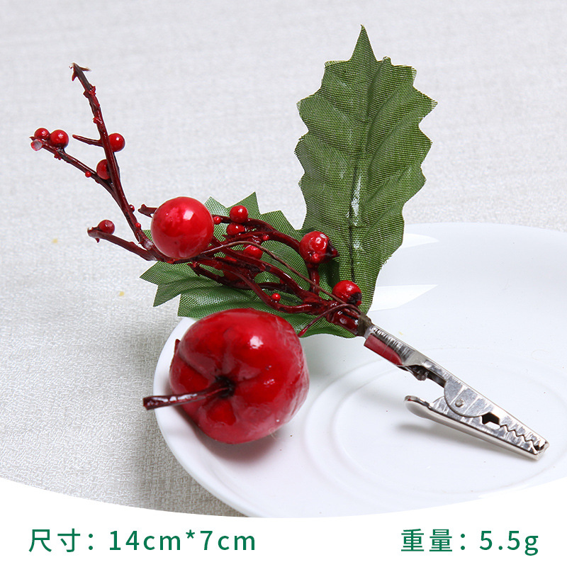 Navidad simulación Hoja Verde pequeña fruta roja rama árbol de Navidad guirnalda accesorios de DIY decoración del hogar clip Rama
