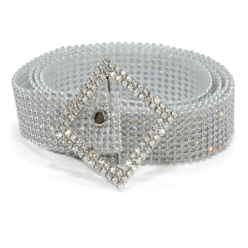 Taobao nuevas mujeres dulce cinturón de diamantes 9 filas rhinestone lleno con incrustaciones cinturón de moda a juego ropa cinturón al por mayor