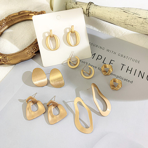 925 silver needle metal design earrings irregular circle geometric stud earrings for women exaggerated retro cold style earrings