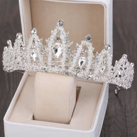 新娘皇冠三件套婚纱头饰韩式大气超仙公主结婚项链配饰生日女黄冠