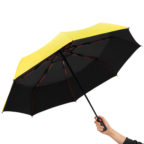 Anti-storm sun automatic umbrella three-fold red fiber fully automatic umbrella men's sun protection umbrella wholesale umbrella