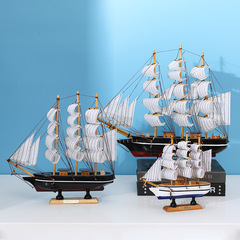 Pirate ship sailing boat model wooden small wooden boat ornaments fishing boat office desktop model room decoration furnishings
