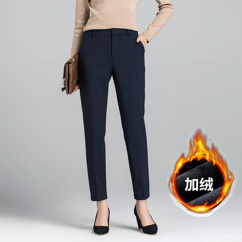 Брюки с перьями Tailong, женские осенне-зимние, новинка 2023 года, профессиональные классические брюки в Корейском стиле, женские зимние утепленные повседневные брюки на флисовой подкладке