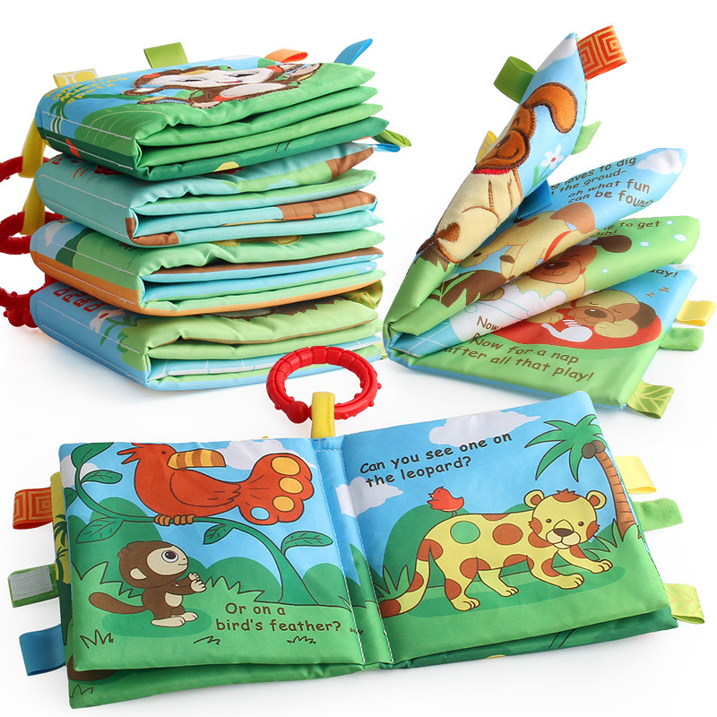 Nuevo libro de tela juguetes de educación temprana bebé inglés libro de palma para niños Cognición animal papel a prueba de lágrimas LT4960 image 3