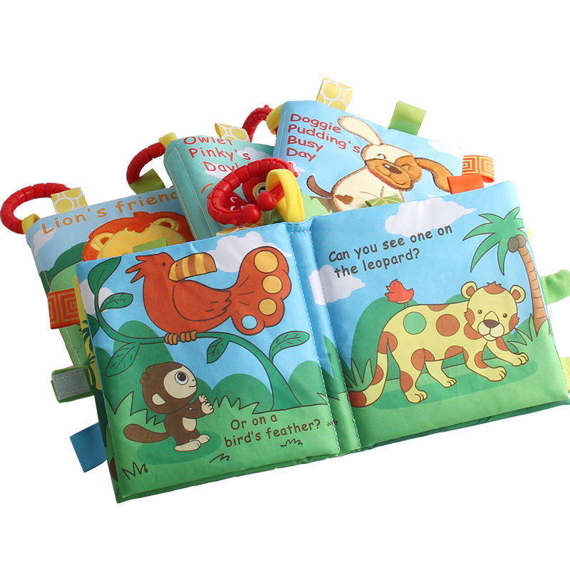 Nuevo libro de tela juguetes de educación temprana bebé inglés libro de palma para niños Cognición animal papel a prueba de lágrimas LT4960 image 5