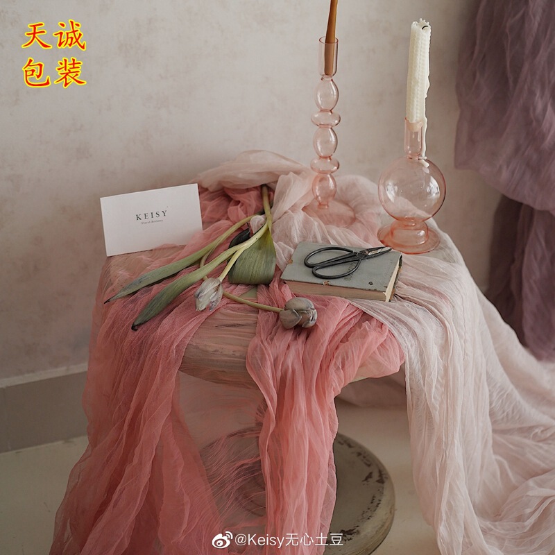 South Korea pleated background yarn flower-wrapped gauze flower shop photo background cloth photo decoration props wrinkle cream yarn