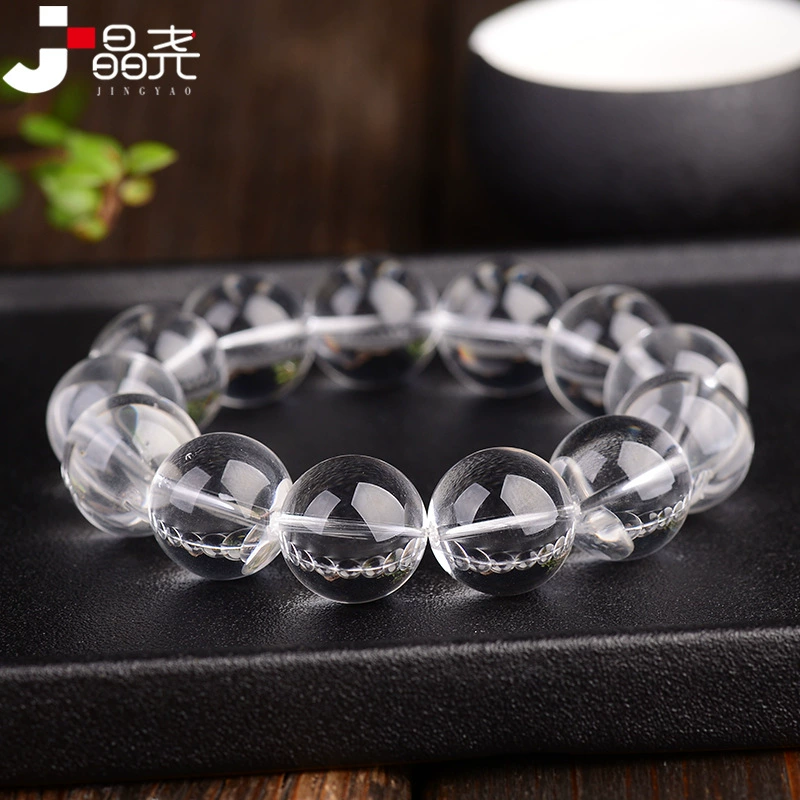 Jing Yao 7A Чистый браслет с белым кристаллом из круглых бусин браслет из одного круга 6-20 Одиночный круг Pure Baifu Qianxiang Town House Мужчины и женщины