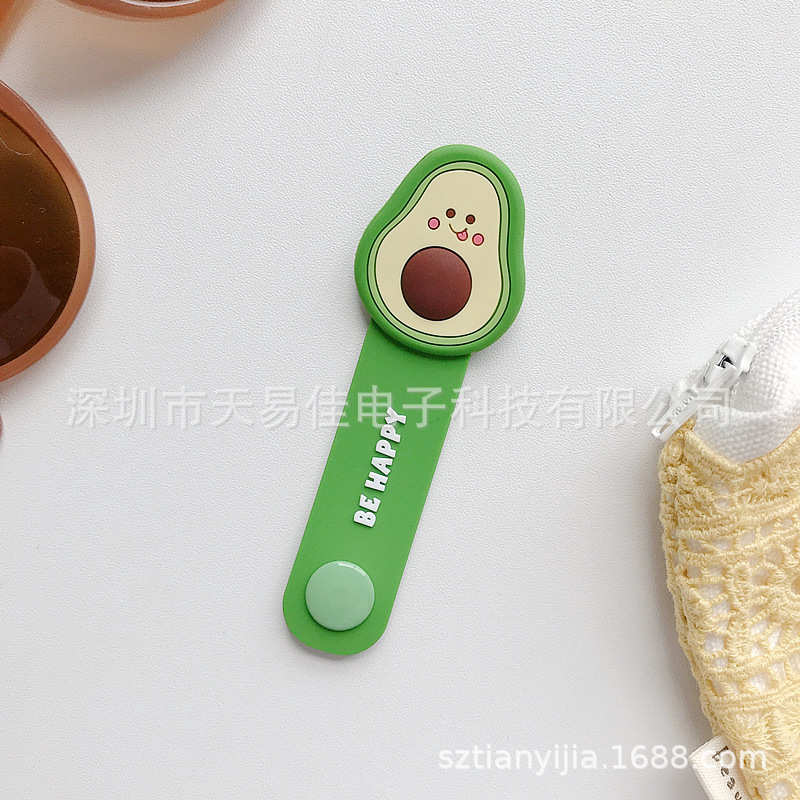 Japonés y coreano creativo Snap auricular cable organizador cable de datos fijo Winder lindo dibujos animados silicona Winder